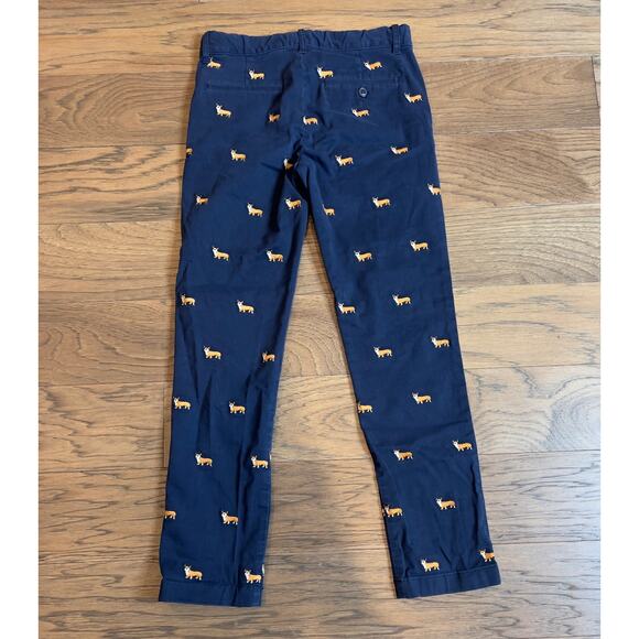 Boys Corgi Print Chino Pants Blue Casual Puppy Dog Pattern - Picture 2 of 7